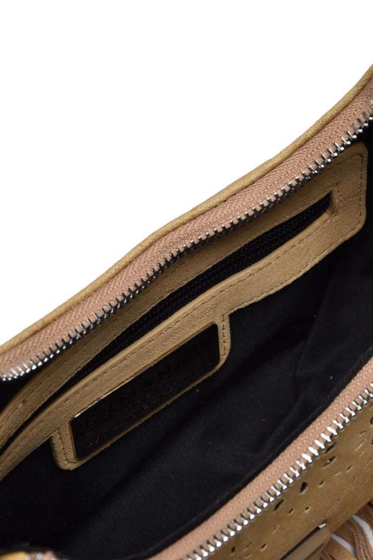 Ermanno Firenze Beige Polyester Leather Crossbody Bag
