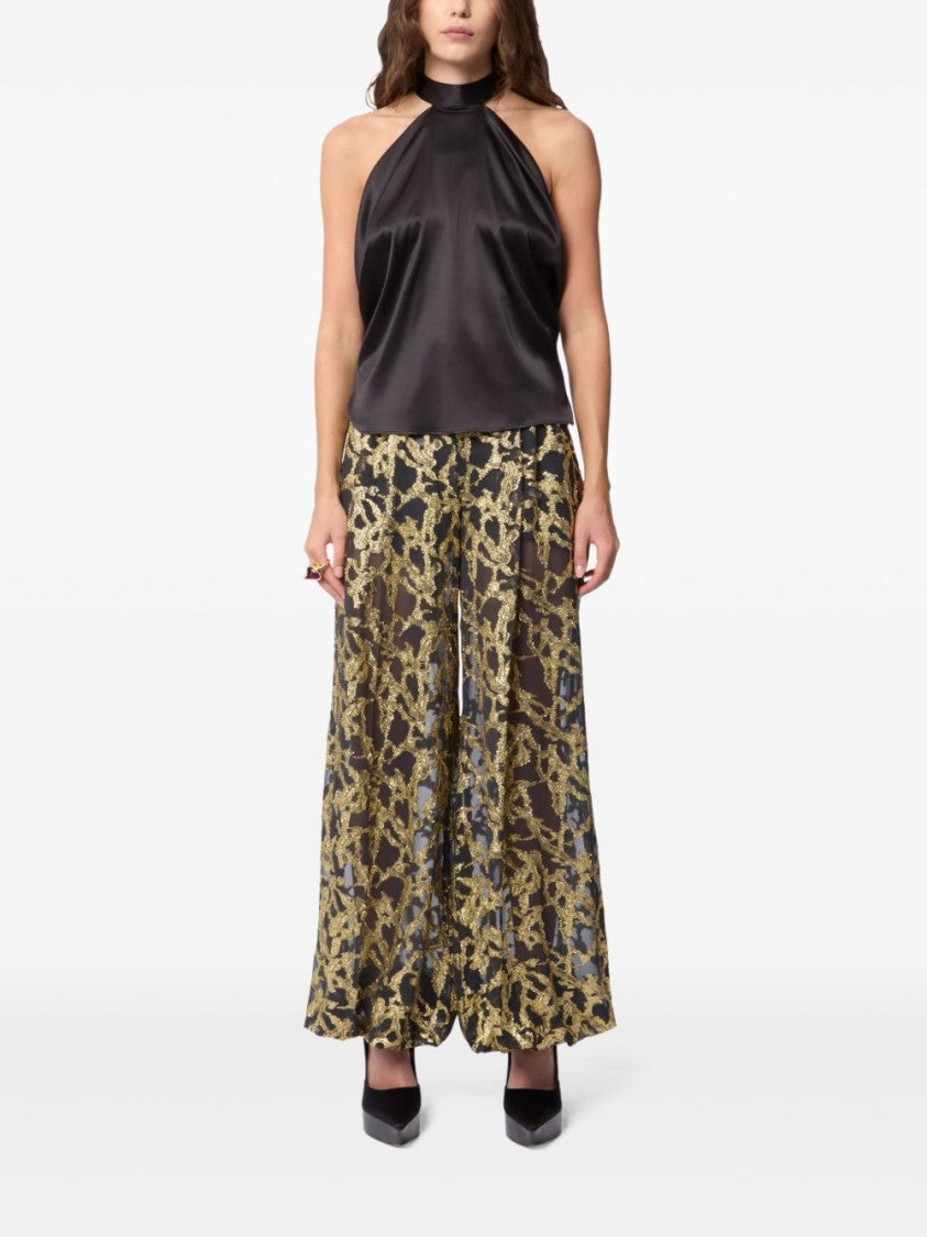 Nina Ricci Black Minimalist Sleeveless Halterneck Silk Top