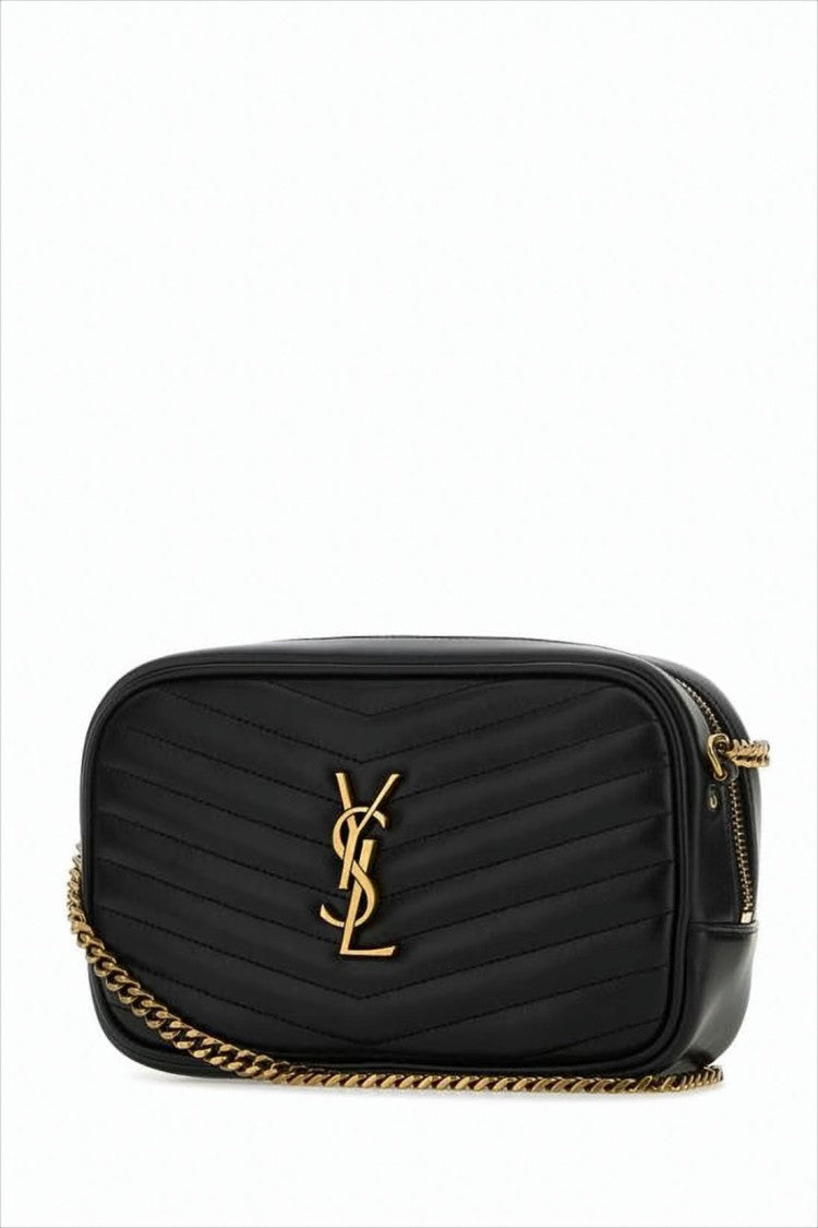 Saint Laurent Quilted Leather Crossbody Bag With Gold-Tone Logo