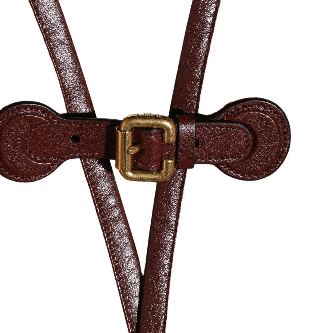 Chloé Brown Structured Leather Trim Gold Buckle Cape