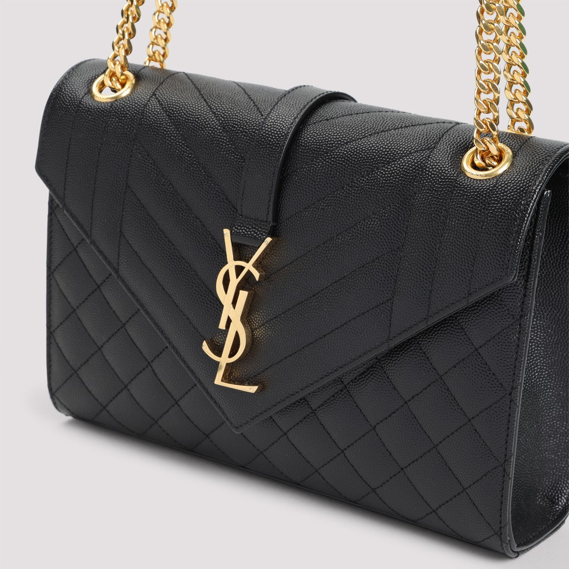 Saint Laurent Black Saffiano Leather Ysl Envel M Bag