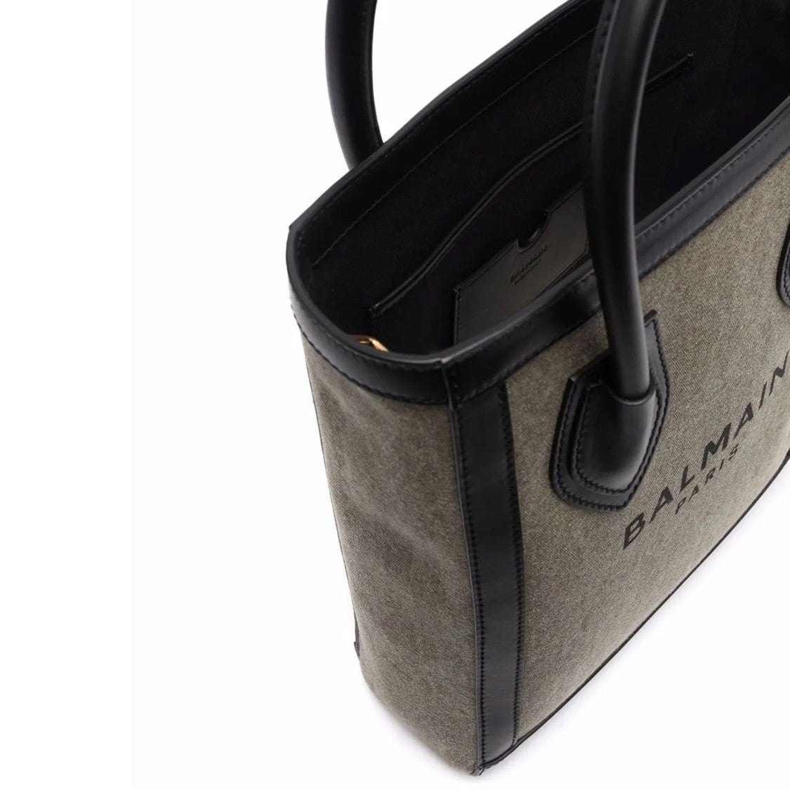 Balmain Cotton Fabric Tote Bag With Leather Trim