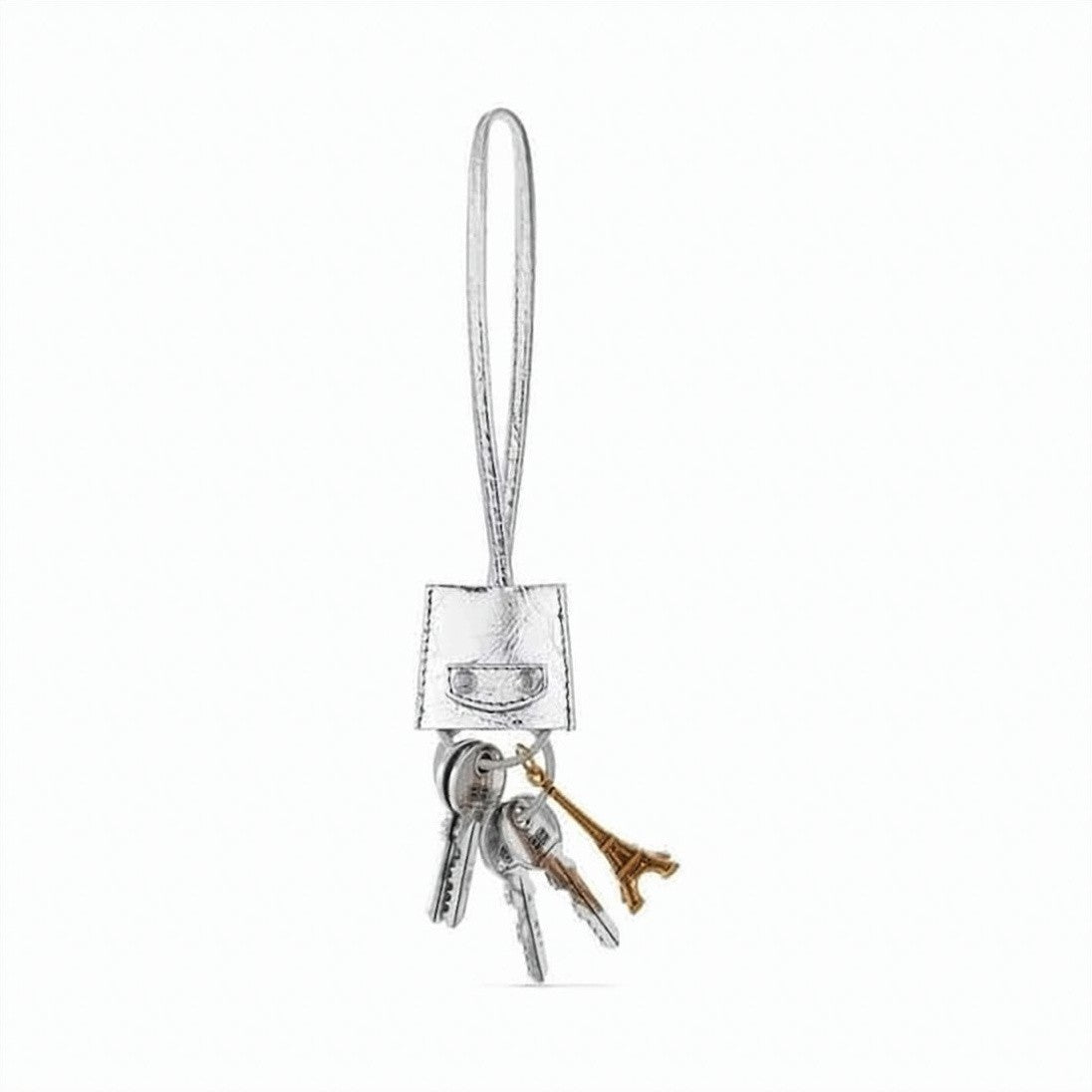Balenciaga Soft Lambskin Keyring With Textured Finish And Charms