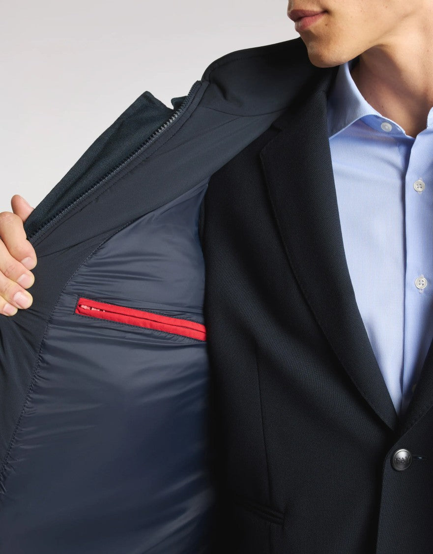 Fay Navy Blue Reversible Concealed Fastening Funnel-Neck Down Jacket