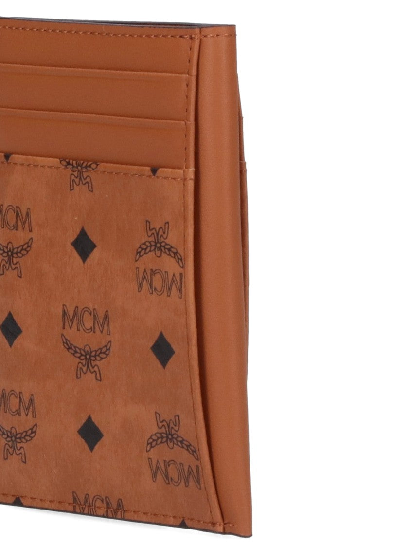 Mcm "N/S" Vertical Card Holder, In Brown Visetos Eco-Leather