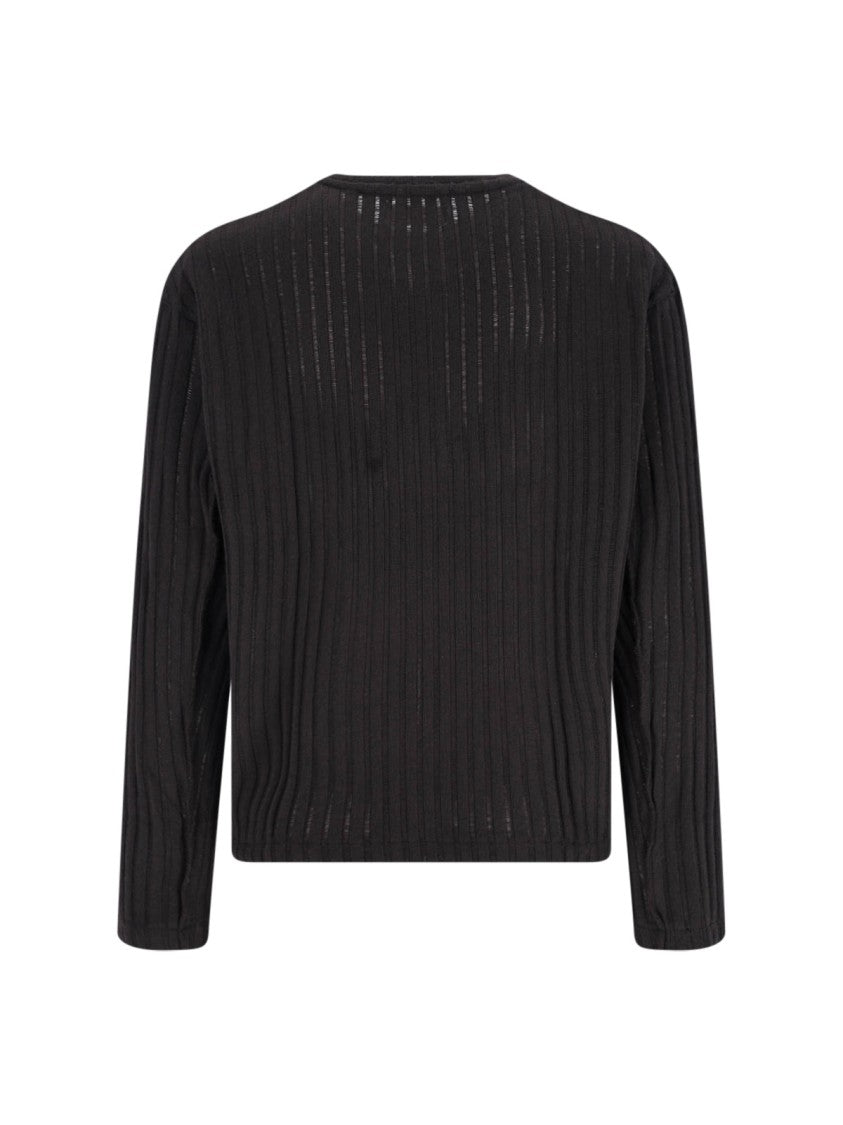 Mfpen Classic Knit Brown Sweater With Ribbed Details