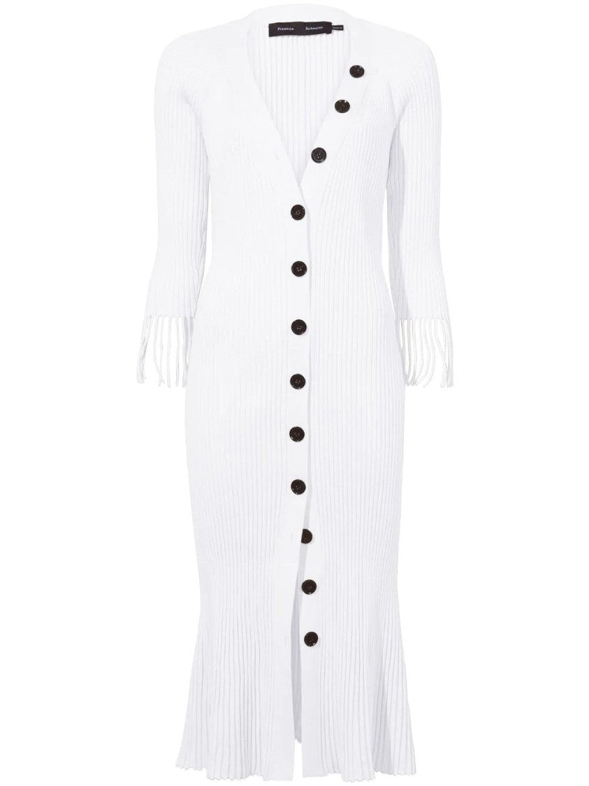 Proenza Schouler Rib Knit Fringe Sleeve Dress