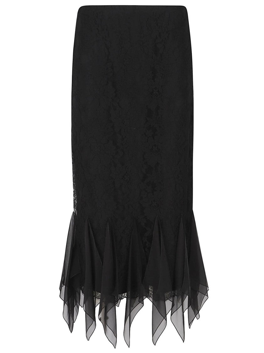 Valentino Garavani Fitted Midi Skirt With Delicate Lace Overlay