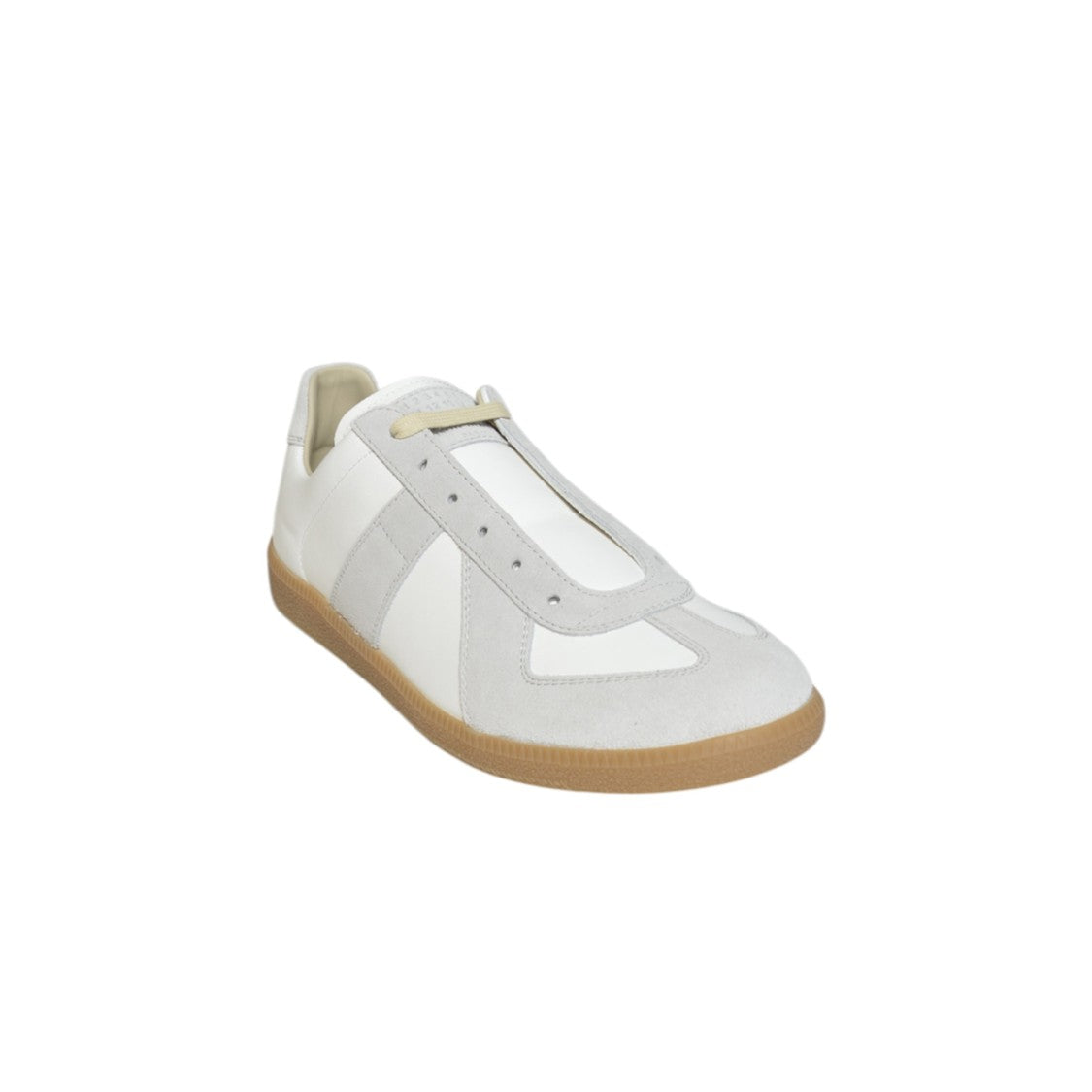 Maison Margiela Minimalist White Sneakers With Suede And Smooth Leather Panels