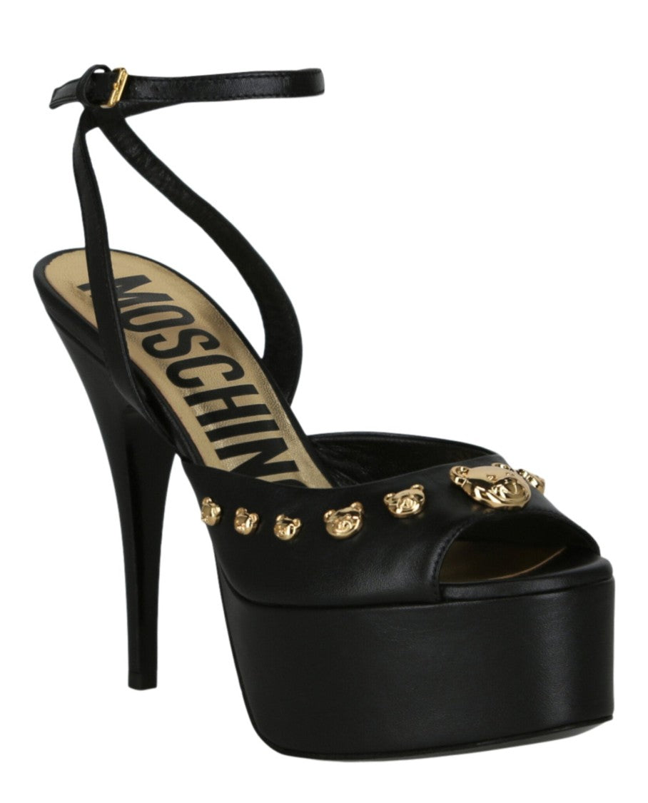 Moschino Teddy Studs Platform Heel Sandals