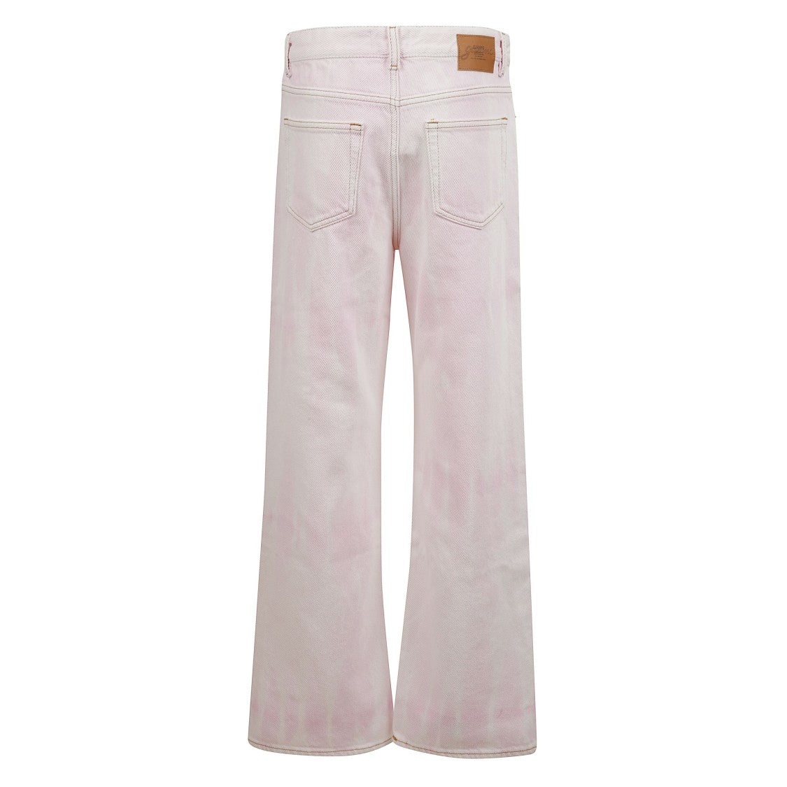 Ganni Washed Denim Jeans With Logo Patch