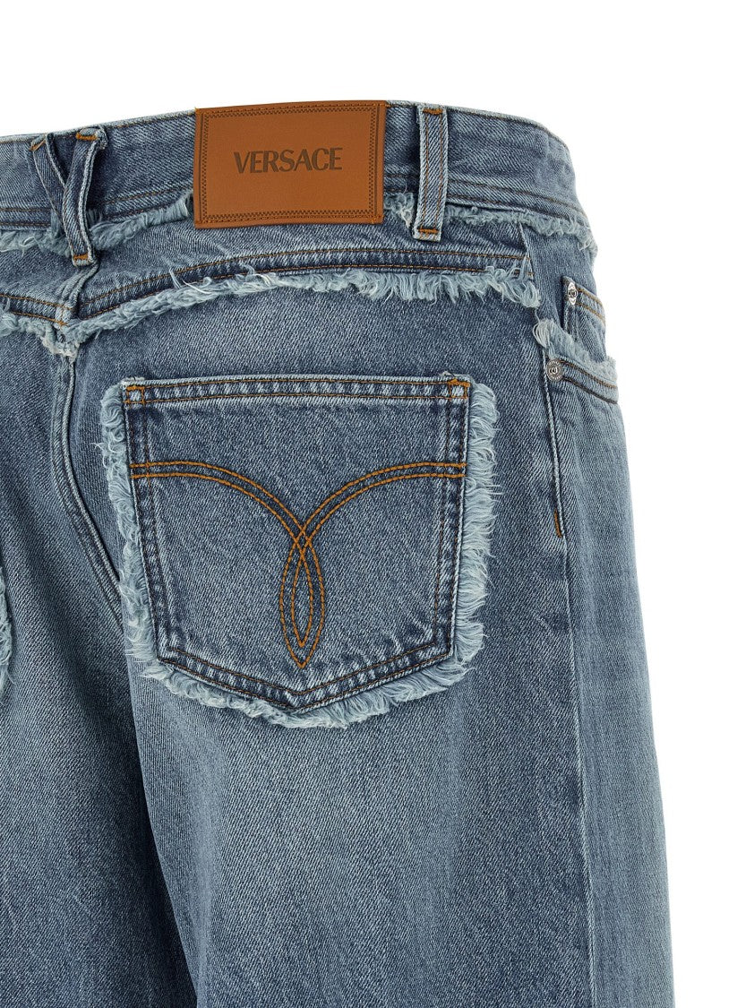 Versace Stonewashed Denim Boyfriend Jeans