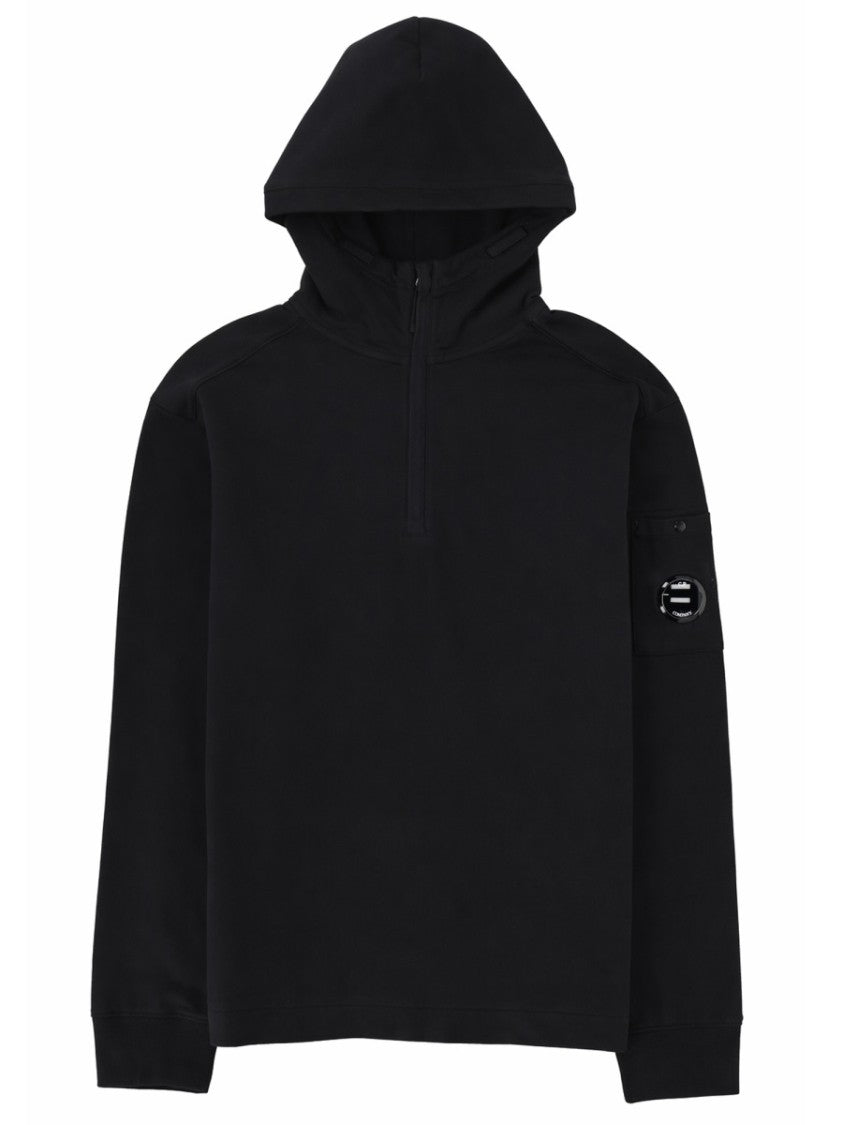 C.P. Company Half-Zip Sleeve Emblem Cotton Hoodie