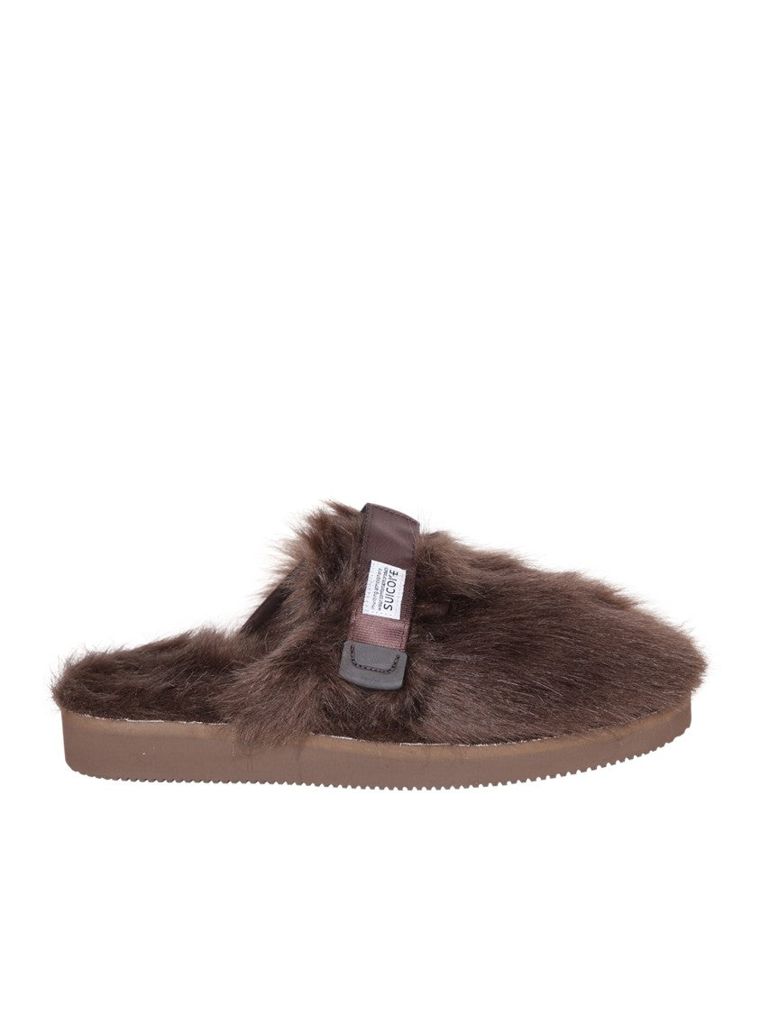 Suicoke Brown Faux Fur Mules