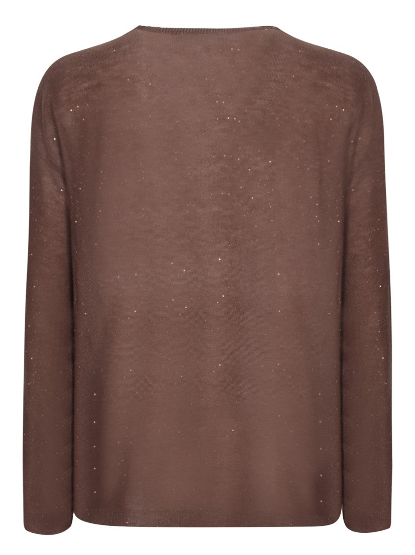 Fabiana Filippi V-Neck Brown Sweater With Relaxed Fit