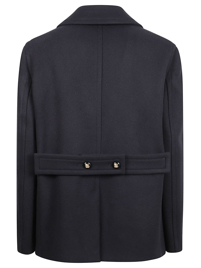 Valentino Garavani Double-Breasted Short-Cut Coat With Jewel Button Closure