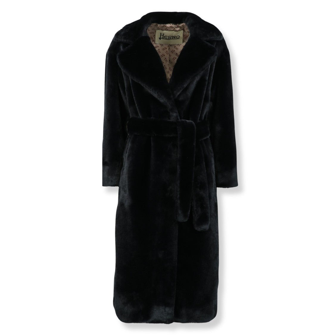Herno Long Faux Fur Coat With Plush Texture