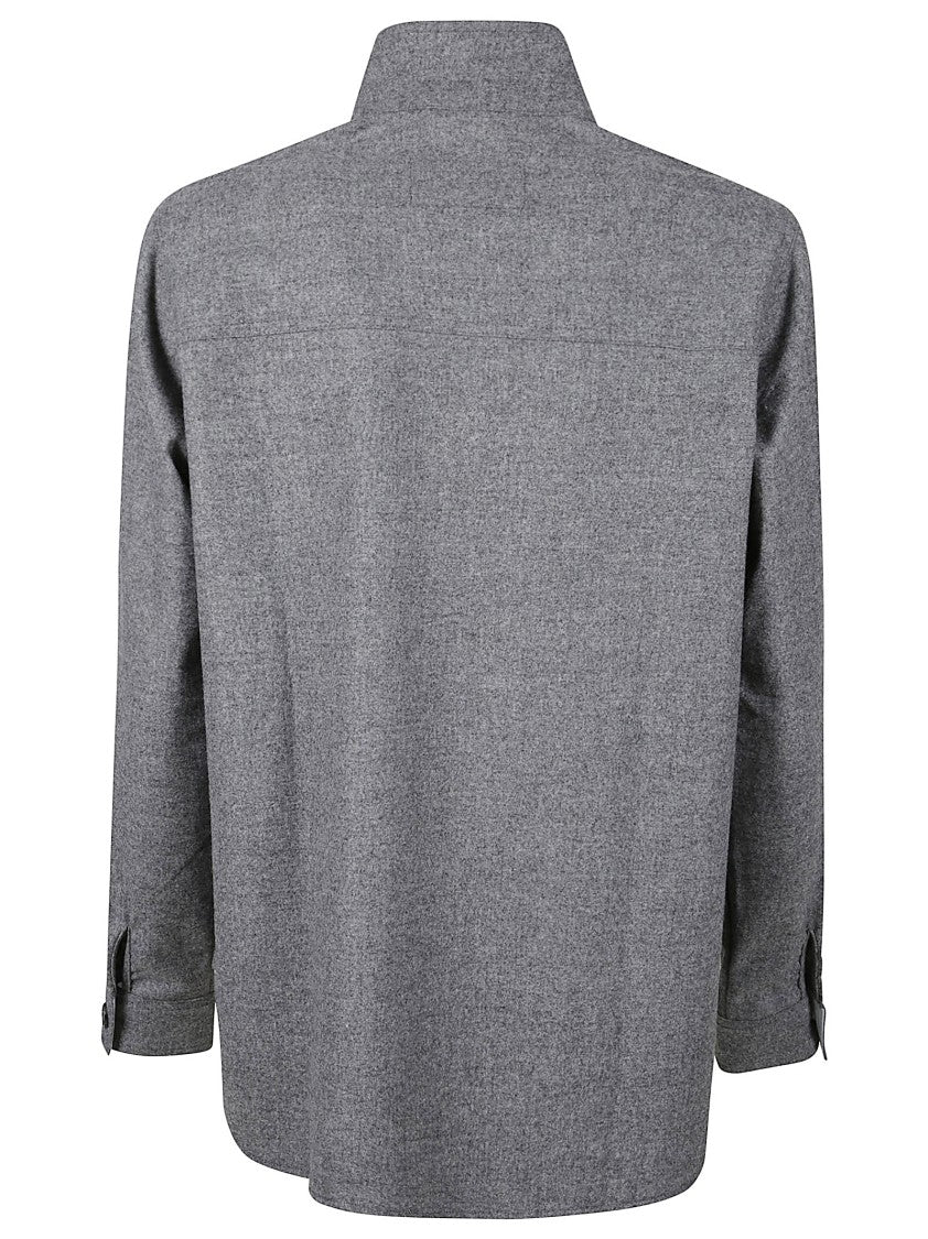 Mason's Boxy High-Collar Jacket With Textured Fabric