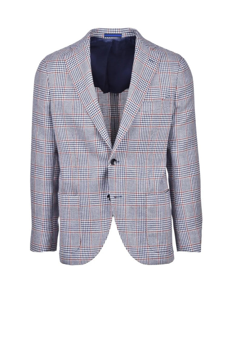 Kb Napoli Jacket Wool Linen - Blue/Red