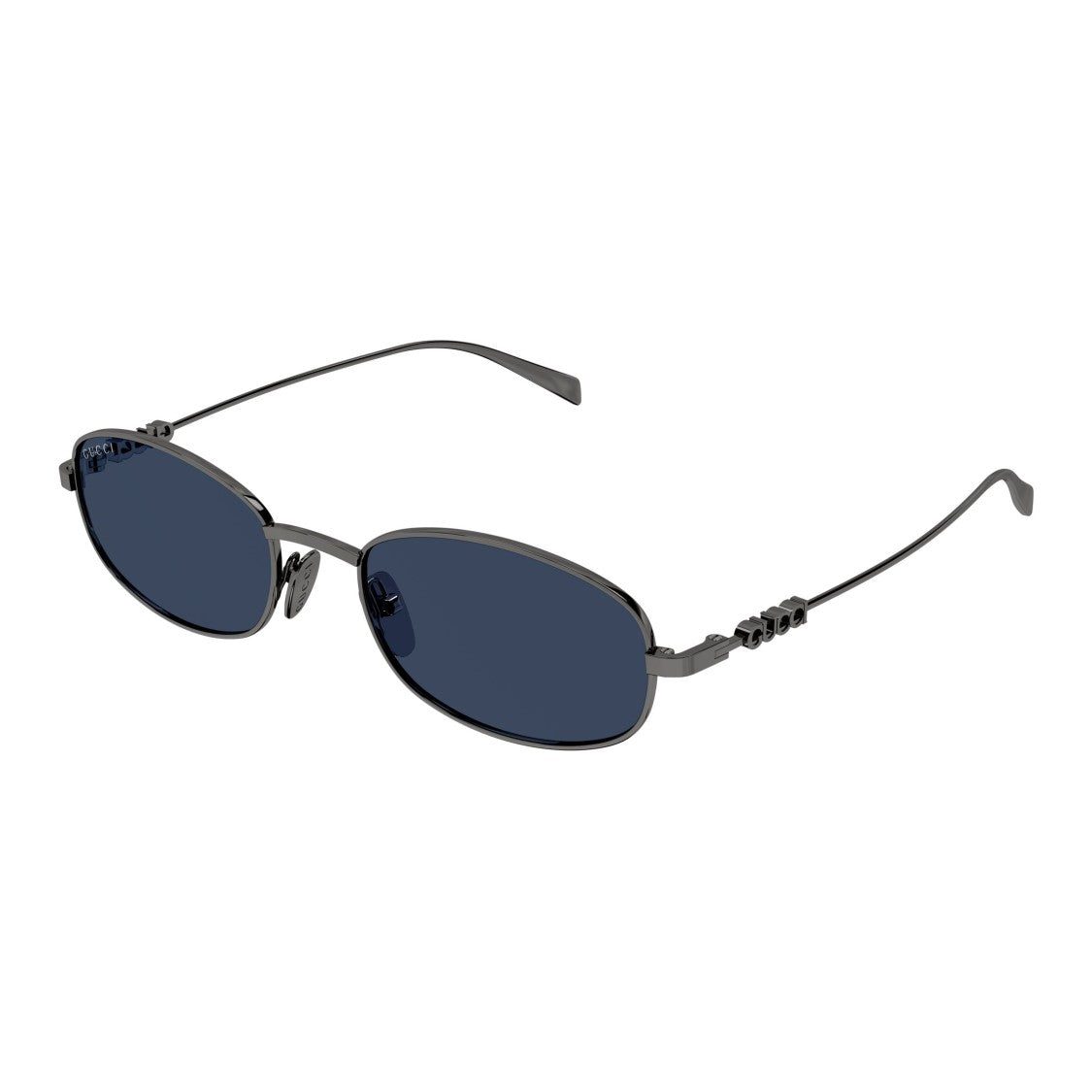 Gucci Rectangular Metal Frame Sunglasses With Chain-Link Detail