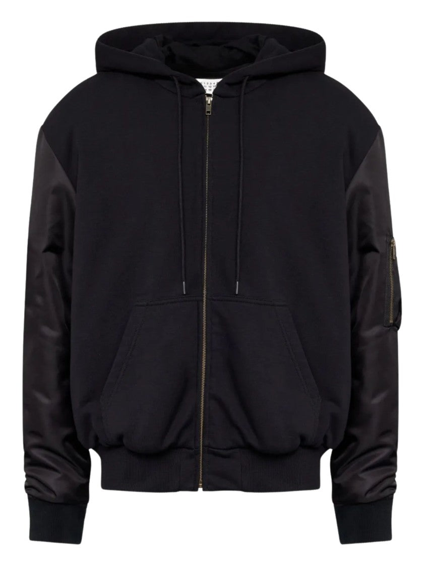 Mm6 By Maison Margiela Black Drawstring Hood Cotton Casual Jacket