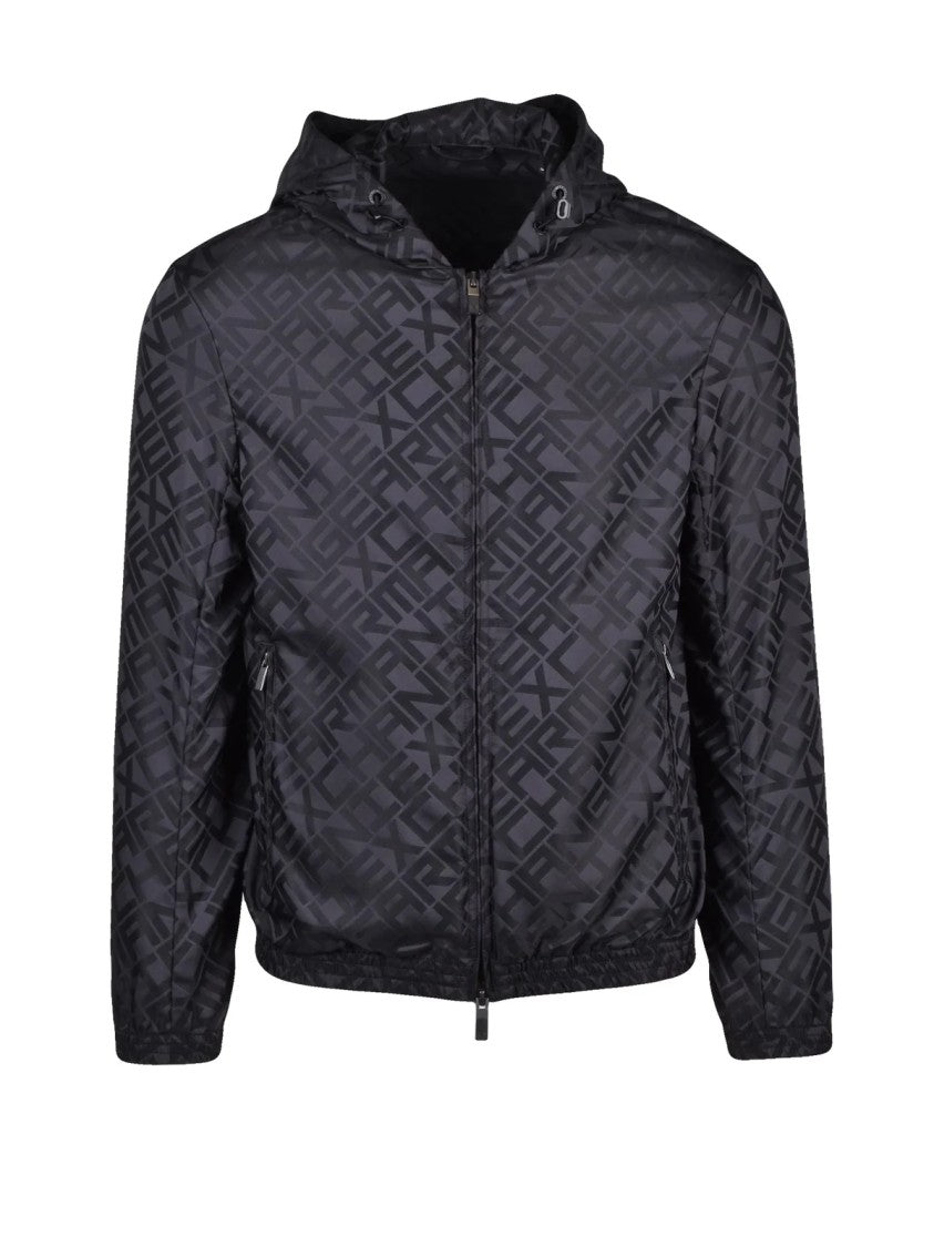 Armani Exchange Black Polyester Windbreaker Jacket