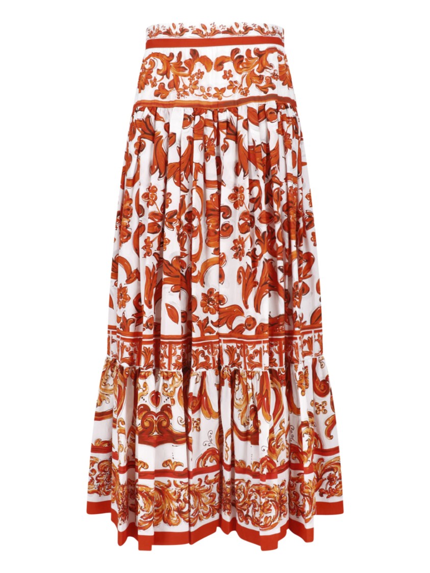 Dolce & Gabbana Multicolor Majolica Printed Maxi Skirt