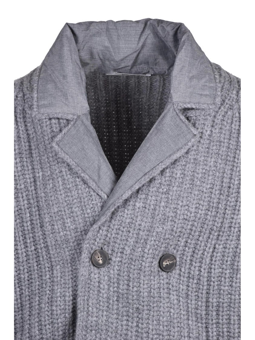 Kangra Double-Breasted Jacket In Extrafine Merino Wool With Textured Knit