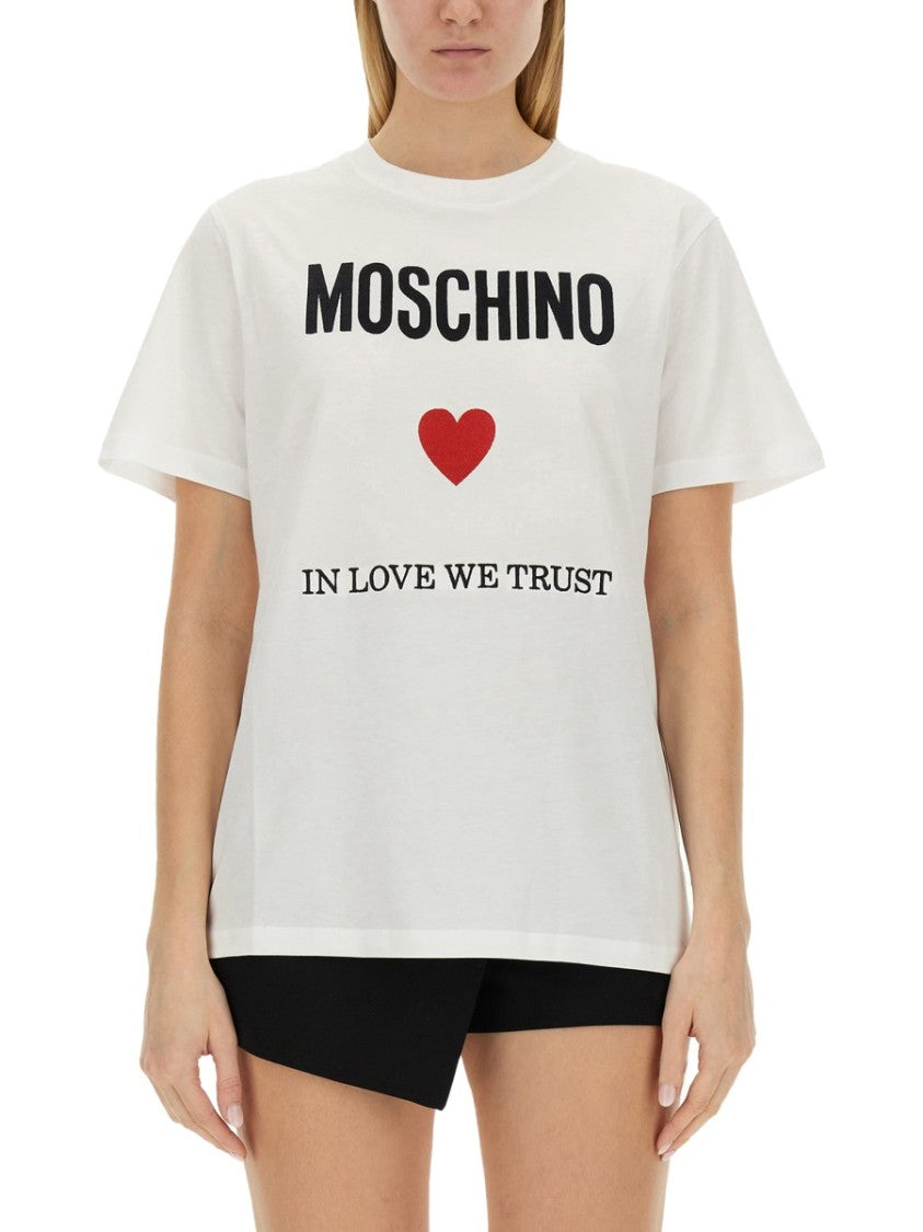 Moschino Logo Heart Motif T-Shirt With Bold Design