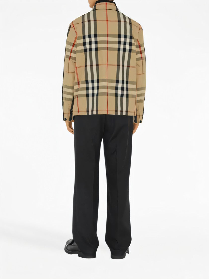 Burberry Check Pattern Jacket With Relaxed Fit And Functional Details