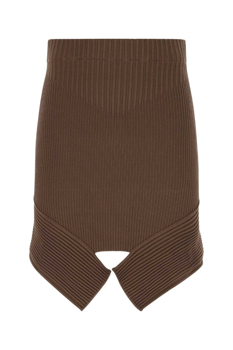 Andreâdamo Brown Stretch Viscose Blend Skirt
