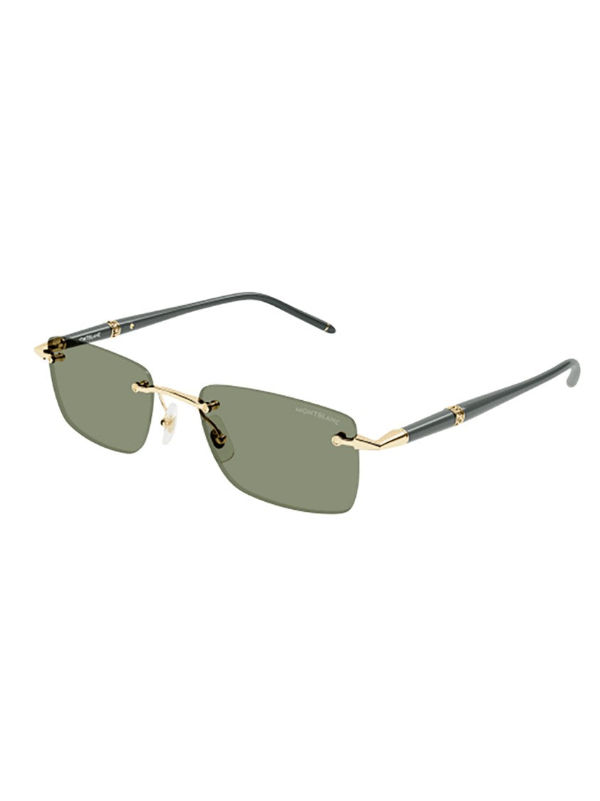 Montblanc Mb0344s Rimless Gold Green Sunglasses