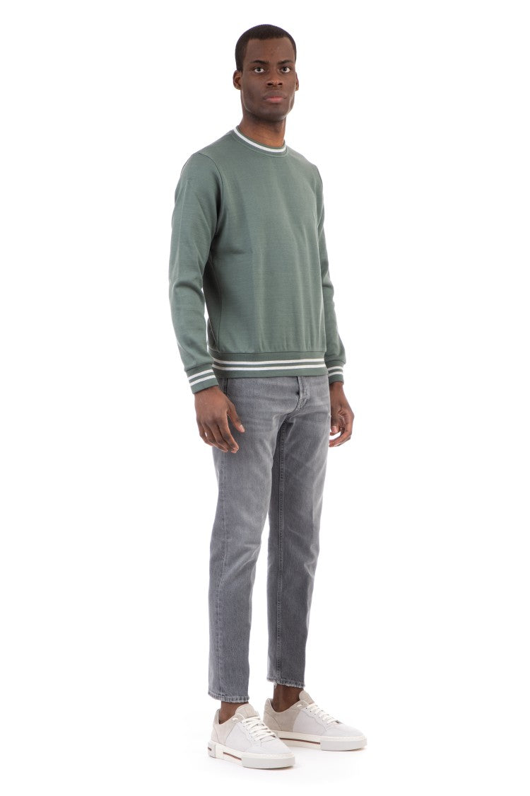 Eleventy Cotton Crewneck Sweatshirt With Trim