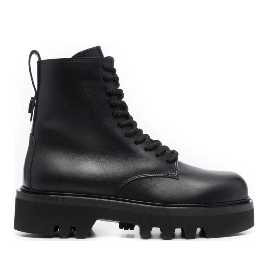 Furla Black Rita Lace-Up Chunky Sole Leather Ankle Boots