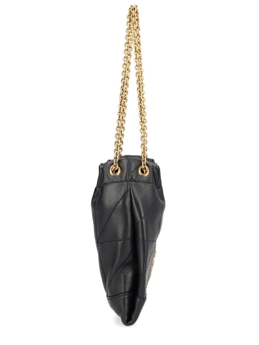 Saint Laurent Quilted Lambskin Shoulder Bag With Chain Strap And Interlocking Logo