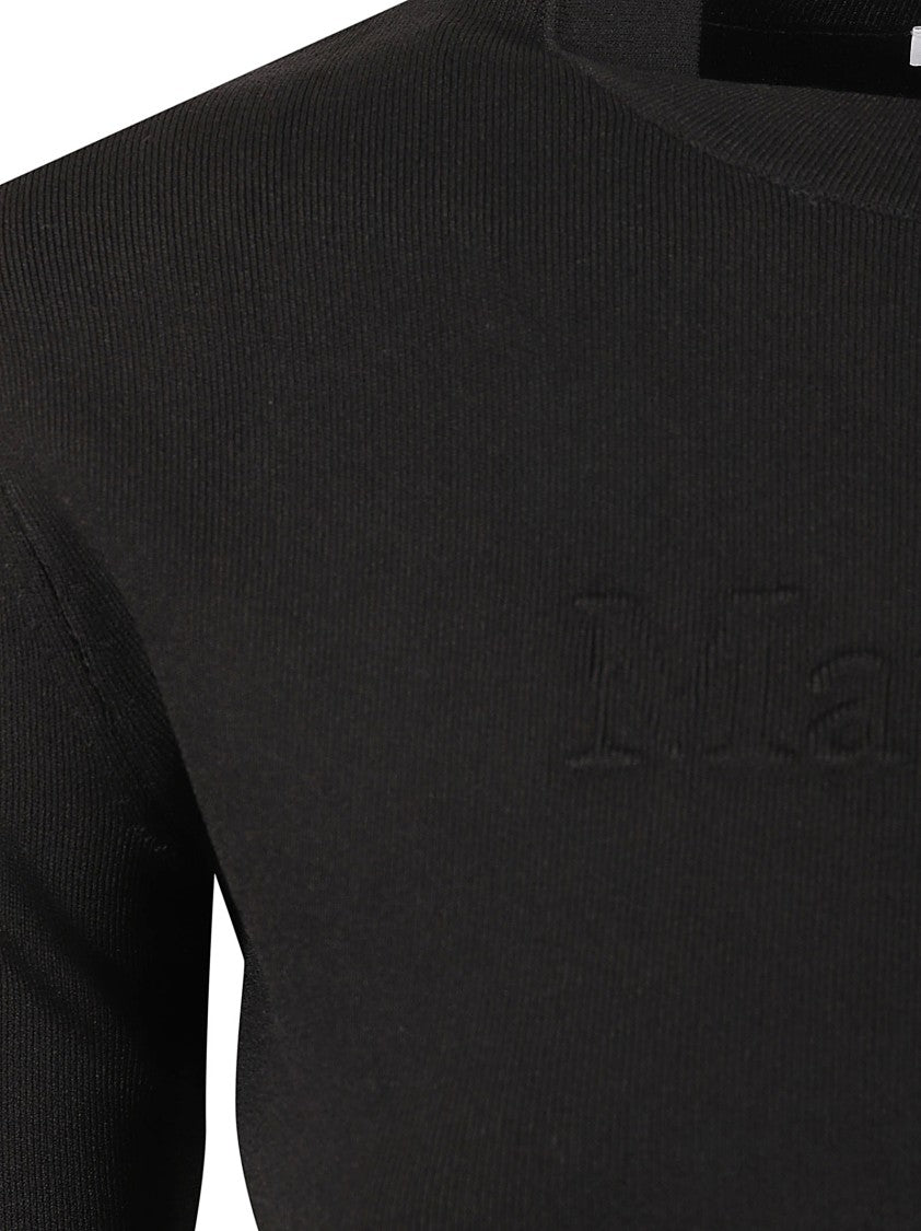 Max Mara Black T-Shirt With Embossed Logo