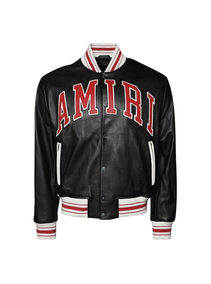 Amiri Leather Bomber Jacket Black