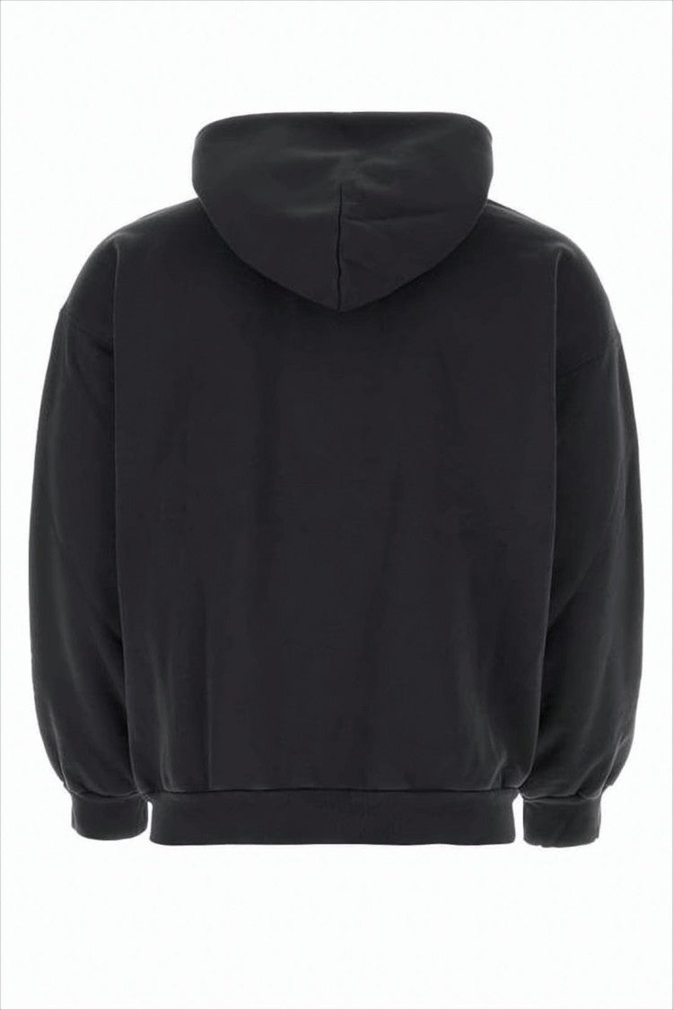 Balenciaga Relaxed Fit Black Hoodie With Graphic Detail