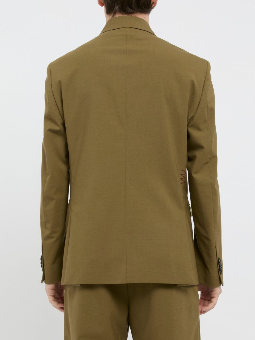 Amaranto Double-Breasted Tailored Amaranto Green Jacket