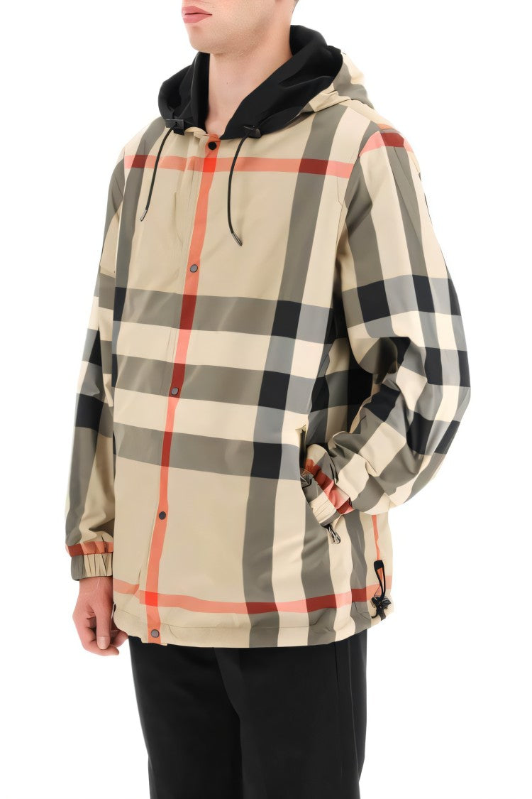 Burberry Reversible Check Hooded Jacket With Minimalist Exterior