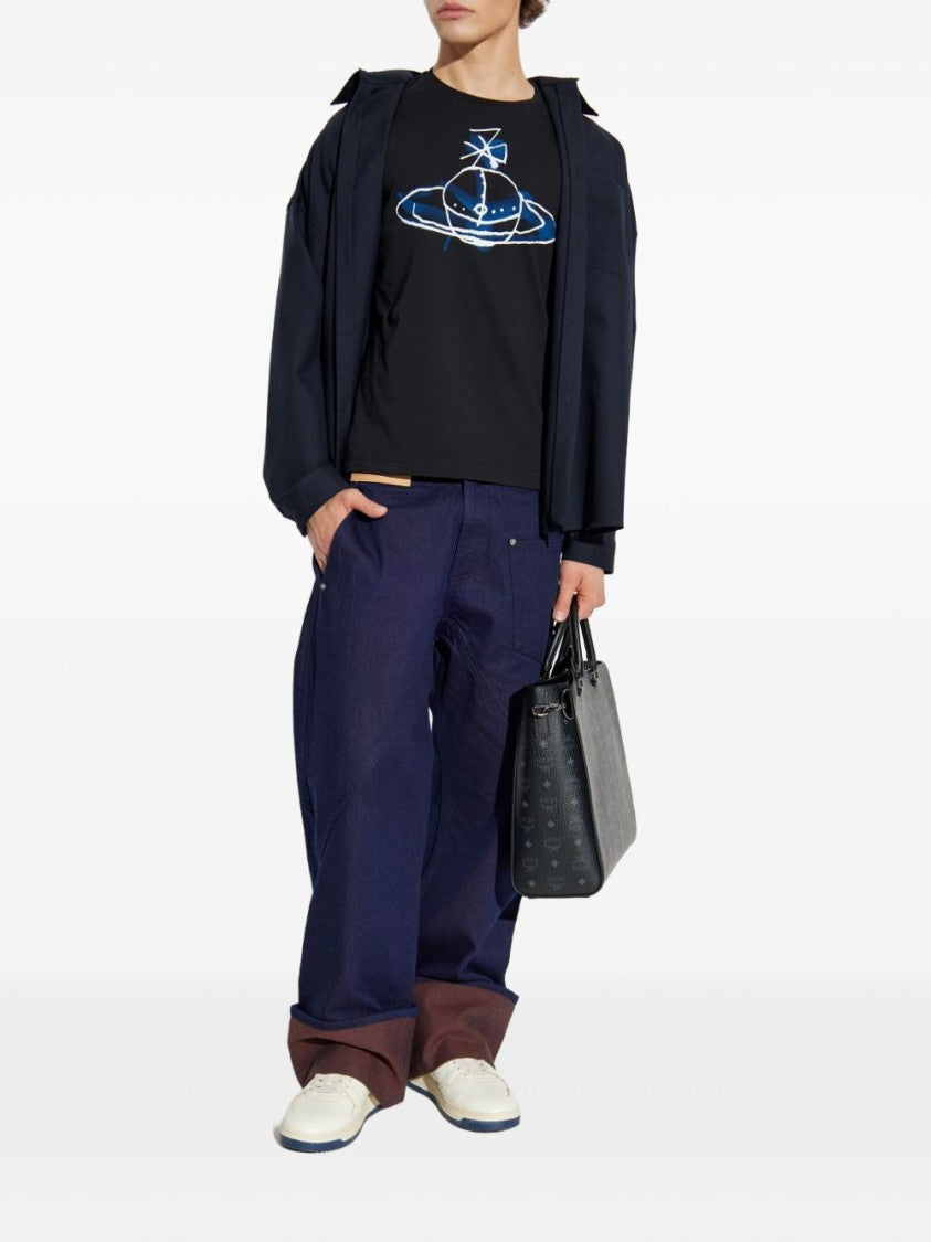 Vivienne Westwood Orb Logo Print Crew Neck T-Shirt In Black