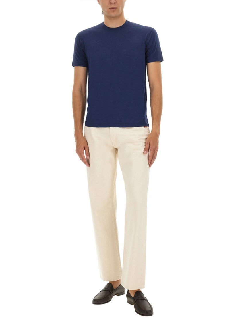 Tom Ford Regular Fit Blue T-Shirt With Crew Necklinen