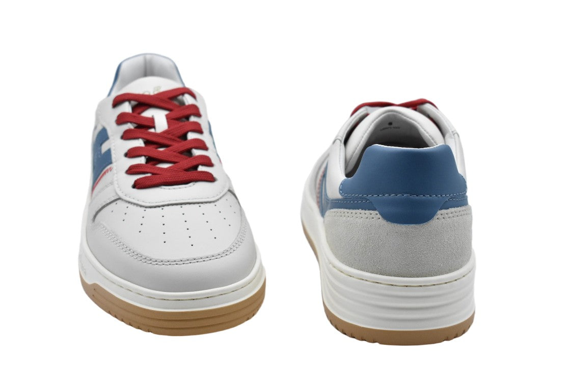 Hogan White Blue Laced Elegance Flat Shoes
