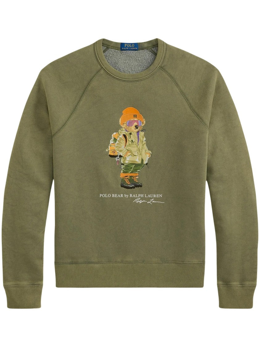 Polo Ralph Lauren Raglan-Sleeve Polo Bear Sweater In Olive Green