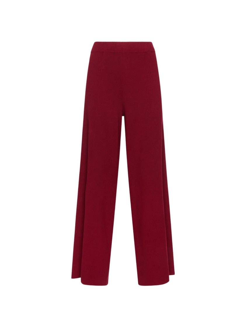 Elena Miro` Dark Red Knitted Wide-Leg Pants