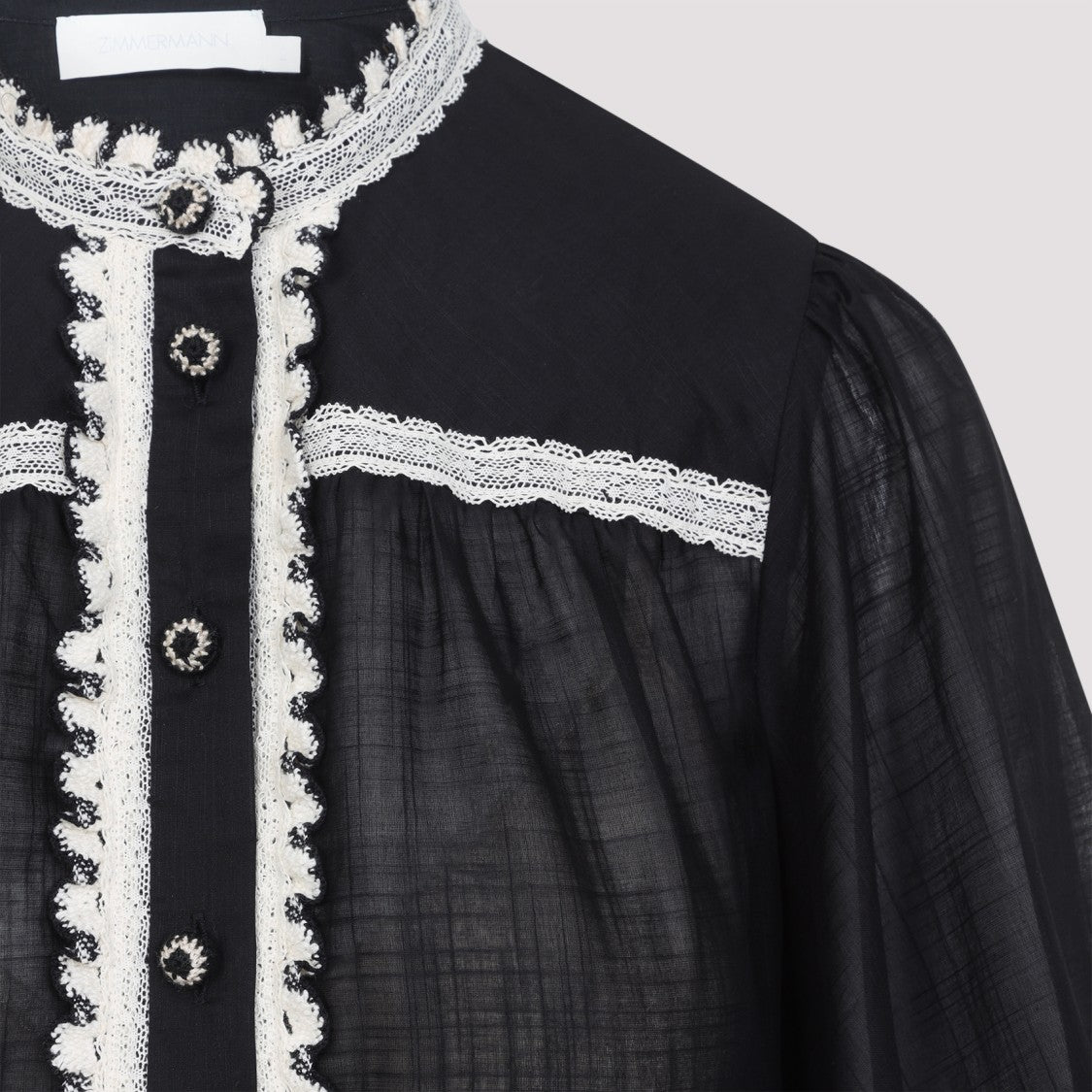 Zimmermann Rhiannon Lace Black Cotton Midi Dress