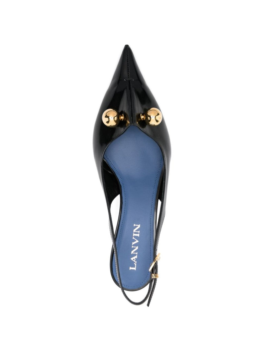 Lanvin Black Silk And Nylon Pointed Pumps