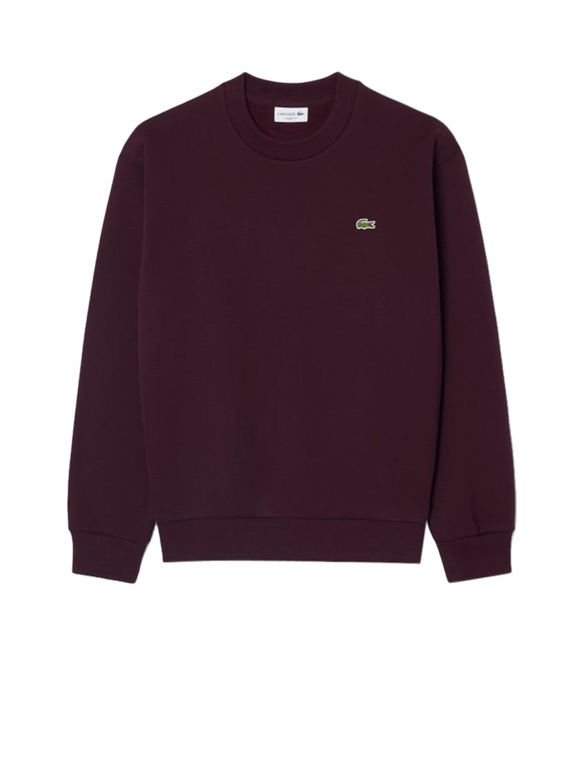 Lacoste Bordeaux Embroidered Logo Cotton Sweatshirt