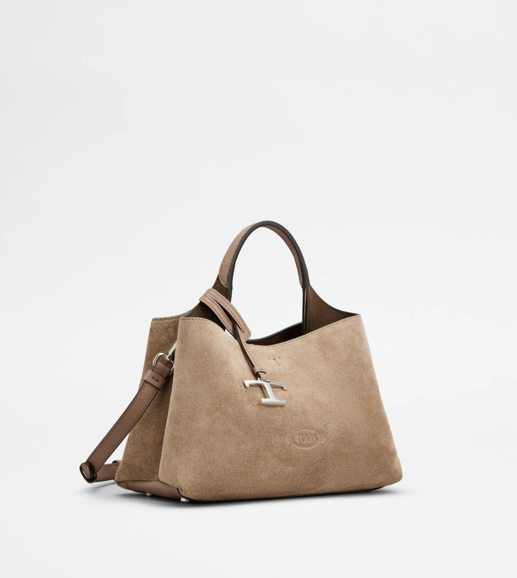 Tod's Structured Suede Shoulder Bag With Embossed Logo