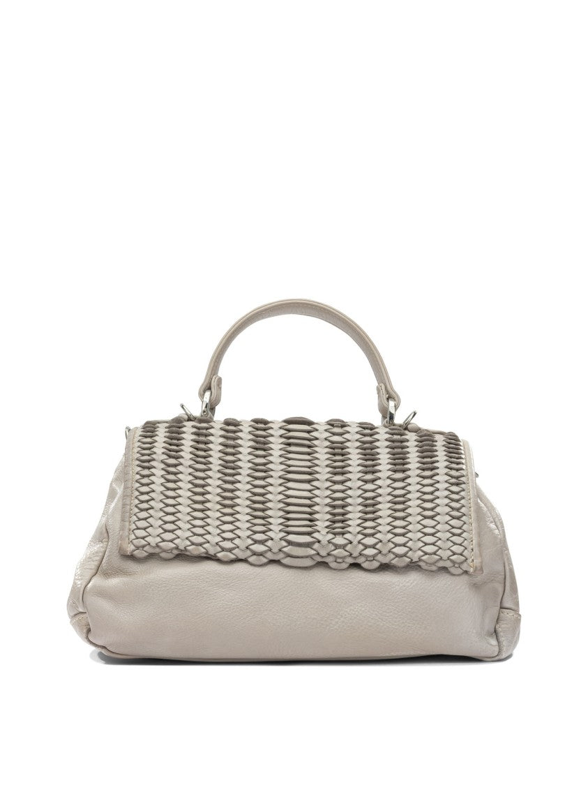 Giancarlo Nevola Woven Flap Detail Leather Handbag With Versatile Carrying Options